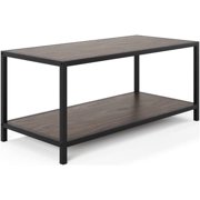 36" Modern Industrial Coffee Table (Dark Walnut)