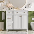 thumbnail image 1 of 36" Modern Small Bathroom Storage Cabinet, Bathroom Organizer Cabinet with Soft Close, Compact Vanity Unit for Small Spaces with Ceramic Sink for Bathroom, White, 1 of 9