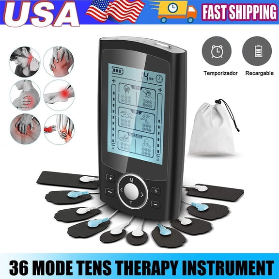 36 Modes Tens Unit Muscle Stimulator Machine Pulse Massager w/ 10 Electrode Pads