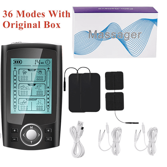 36 Modes Tens Unit Muscle Stimulator Machine Pulse Massager w/ 10 Electrode Pads