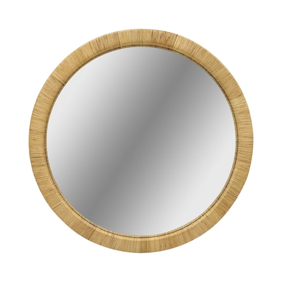 36" Natural Rattan Round Wall Mirror