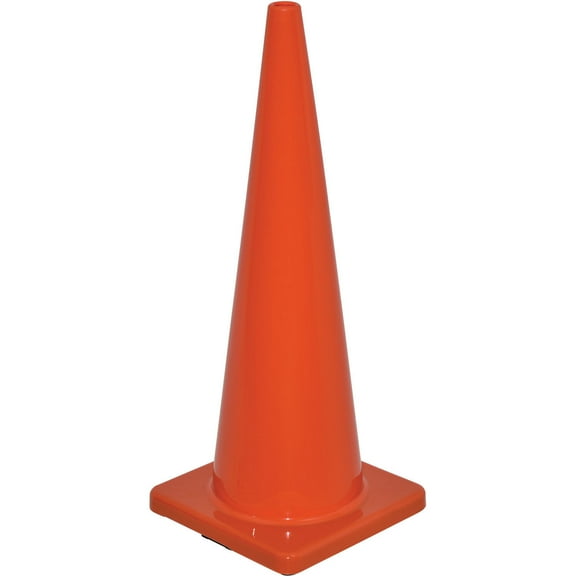 36" Non-Reflective Traffic Cone, Solid Orange Base, 10 lbs