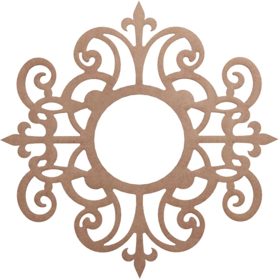 36"OD x 11 3/4"ID x 3/8"T Dijon Wood Fretwork Pierced Ceiling Medallion, Wood (Paint Grade)