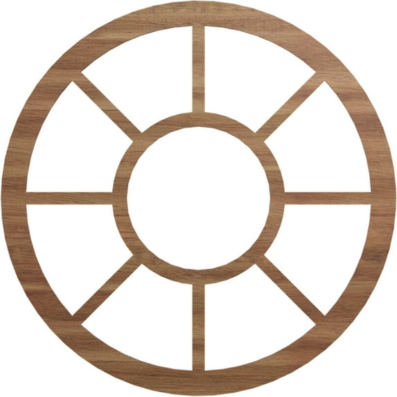 36"OD x 13 1/8"ID x 3/8"T Grace Wood Fretwork Pierced Ceiling Medallion, Walnut