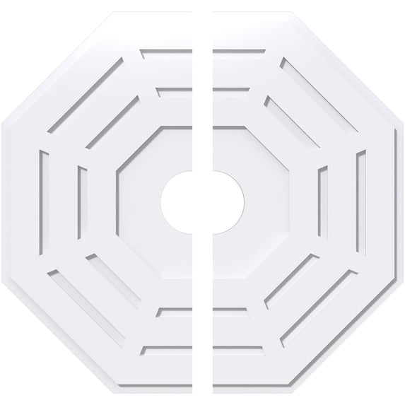 36"OD x 6"ID x 14 1/4"C x 1"P Westin Architectural Grade PVC Contemporary Ceiling Medallion, Two Piece