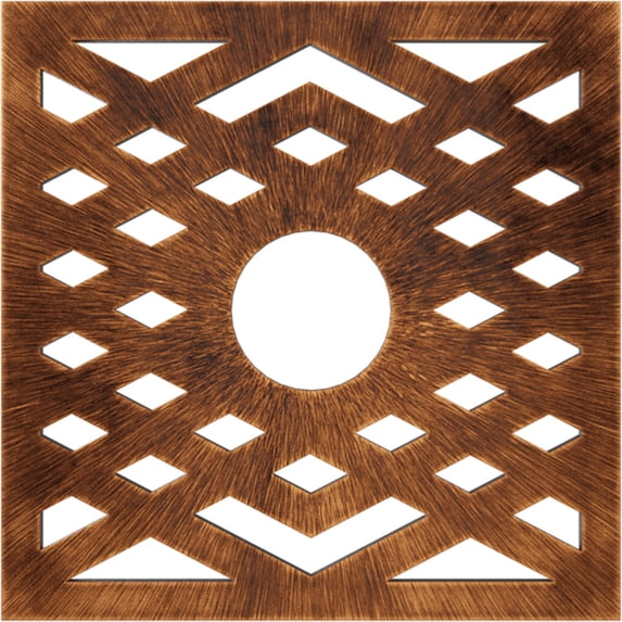 36"OD x 9 3/8"ID x 1"P Chevron Architectural Grade PVC Pierced Ceiling Medallion, Antiqued Copper