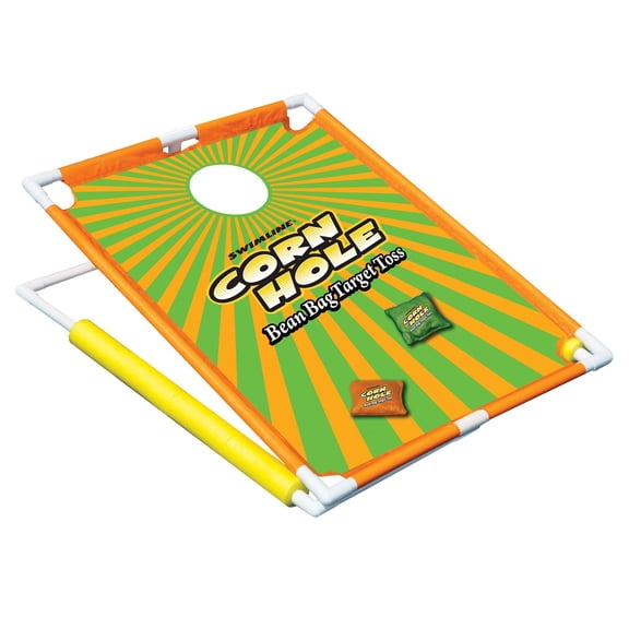 Swimline 36" Water Sports Floating Corn Hole Bean Bag Target Toss Swimming Pool Game - Orange/Green