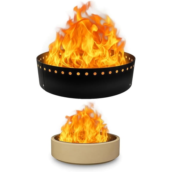 36" Outdoor Fire Ring Liner, Heavy Duty Steel Smokeless Fire Pit Insert with Heat-Resistant Coating, Multi-Purpose DIY Fire Ring for In-Ground or Above-Ground Backyard Bonfires