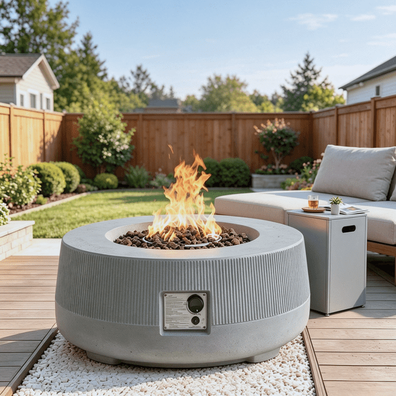 36"Outdoor Propane Firepit Table Set