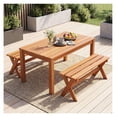 thumbnail image 1 of 36" Outdoor Wood Bench - Teak Oil Finish - Backless Patio Dining Seat for 2 - Hardwood Garden Bench - 660lbs Capacity, 1 of 9
