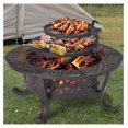 ,36" Outdoor Wood Burning with 2 Grills,BBQ Large Fire Table for