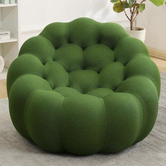 36" Oversized Bubble Chair, Upholstered Mesh Fabric Bubble Sofa Couch & Floor Lounge Chair with 3D Design for Living Room, Office, Apartment, Small Space - No Assembly Required (Green)