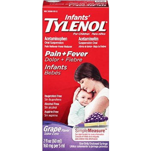 36 PACKS : Infants' Tylenol Pain Reliever-Fever Reducer, Oral Suspension, Grape Flavor 2 Fluid Ounce