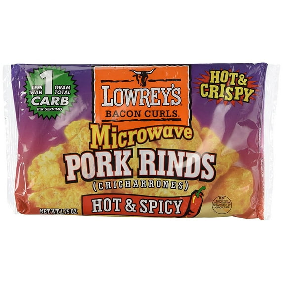 36 PACKS : Lowrey's Bacon Curls, microwave Pork Rinds