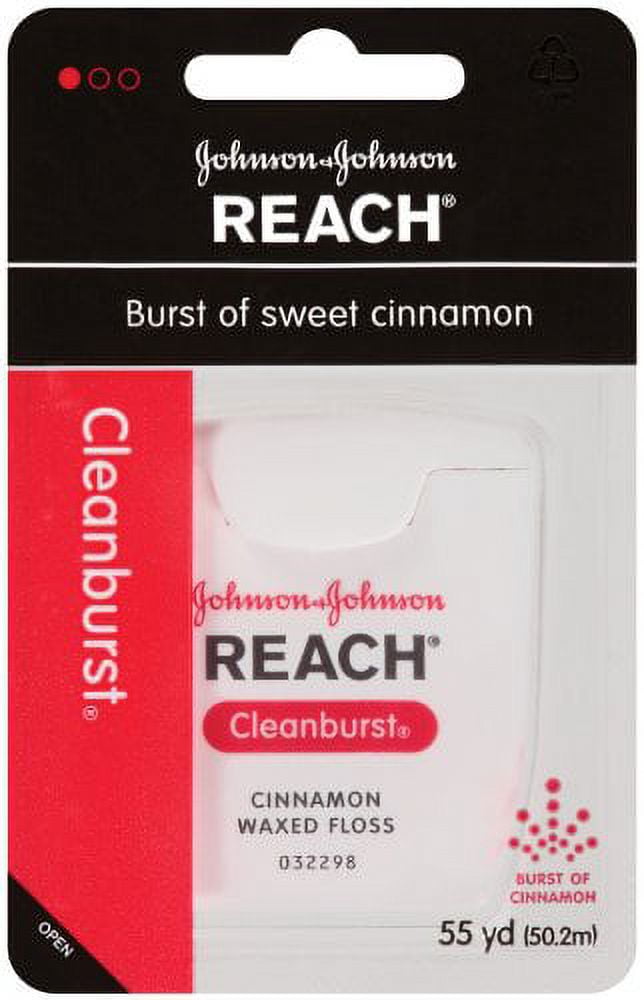 36 PACKS : Reach Cleanburst Cinnamon Waxed Floss, 55 Yards
