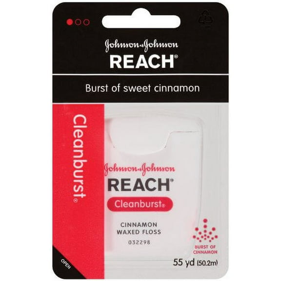 36 PACKS : Reach Cleanburst Cinnamon Waxed Floss, 55 Yards