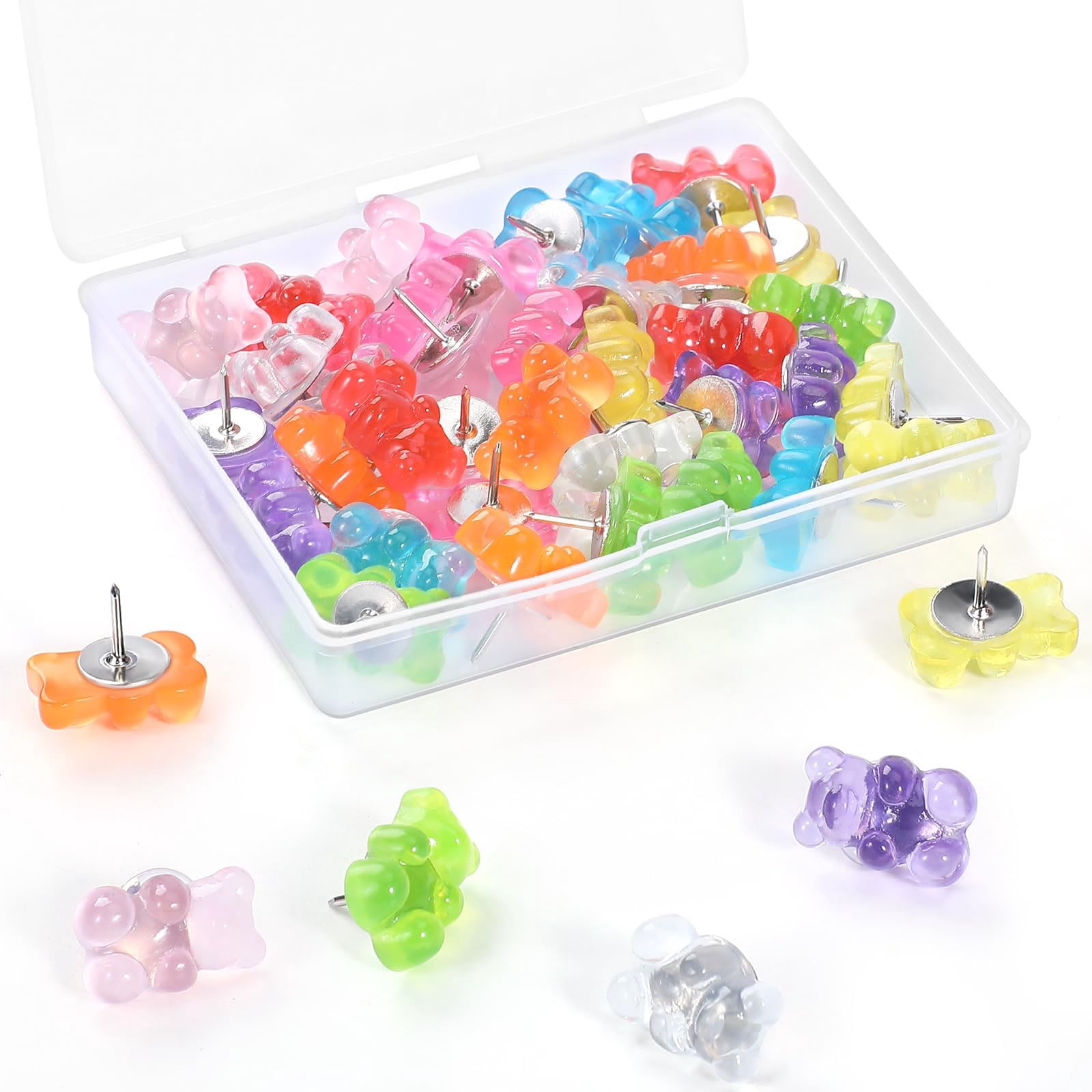 36 PCS 9 Colors Fun Push Pins, Cute Bears Push Pins, Decorative Thumb ...