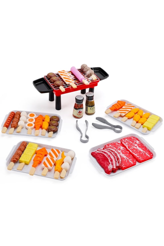 36 PCS BBQ Grill Playset Toy Barbecue Kitchen Cooking Playset, Interactive Grill Play Food BBQ Accessories Set for Girls Boys Toddler Play Cooking Set for Toddlers Cooking Toys