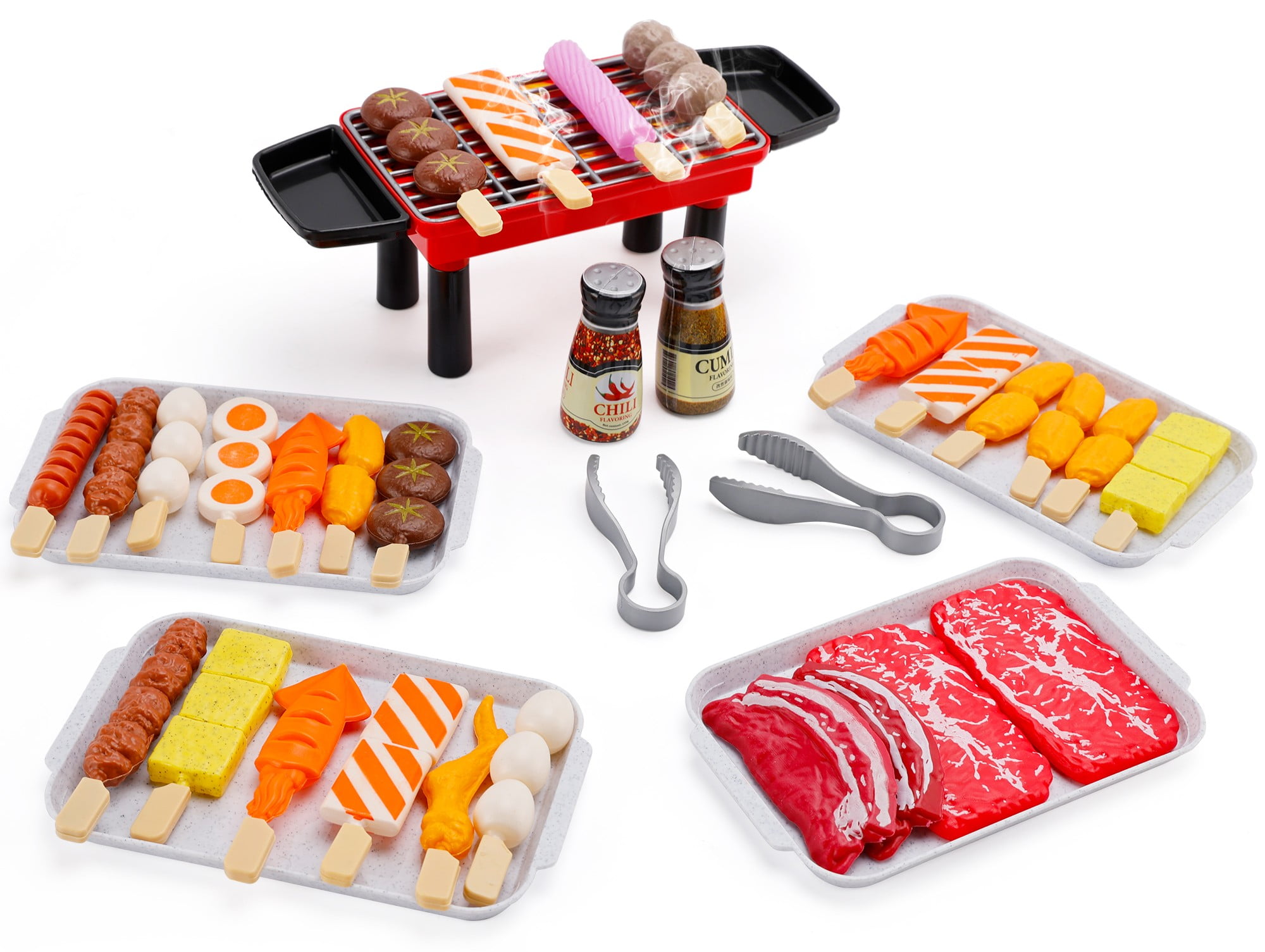 36 PCS BBQ Grill Playset Toy Barbecue Kitchen Cooking Playset, Interactive Grill Play Food BBQ Accessories Set for Girls Boys Toddler Play Cooking Set for Toddlers 1-3 Cooking Toys for Kids Ages 4-8