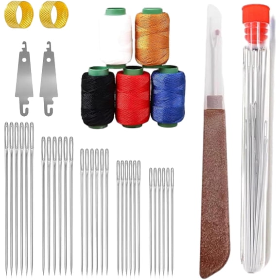 36 PCS Big Eye Steel Needle Set, 36 pcs Big Eye Steel Needles Set, Sewing Tool Set, Include 30 Steel Needles, 1 Seam Sewing Thread Ripper, 2 Needles, Threads,Sewing Tool Set