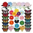 36 PCS Butterfly Flowers On Colorful Sew On Appliques Embroidery Badge