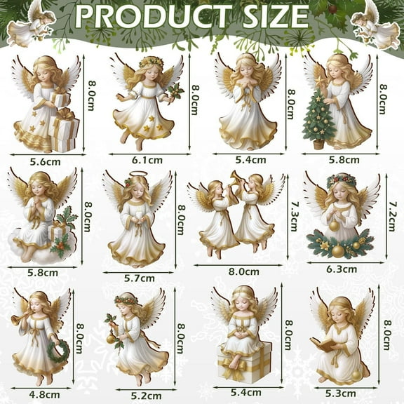 36 PCS Christmas Rural Angel Wooden Ornaments, Christmas Tree Ornaments Wood Hanging Decor for Christmas Tree Decoration Party Supplies