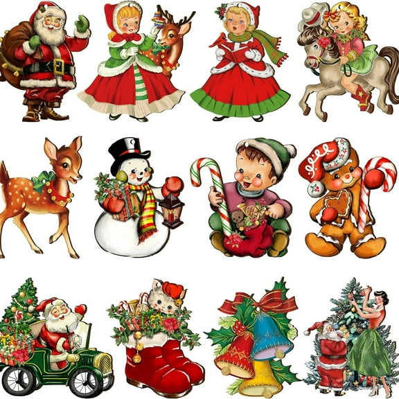 36 PCS Christmas Wooden Ornaments, Christmas Tree Ornaments Wood Hanging Decor for Christmas Tree Decoration Party Supplies