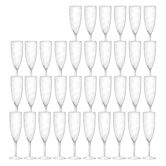 36 PCS Plastic Champagne Flutes, 6 oz Clear Disposable Wine Glasses, Reusable Cocktail Cups for Wedding, Birthday Party, Celebration, Toasting, Bar, Outdoor Events & Home Entertaining