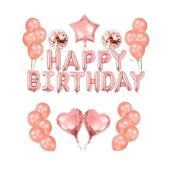36 PCS Rose Gold Happy Birthday Balloons Birthday Banner Letters Balloons for Birthday Decorations Party Supplies