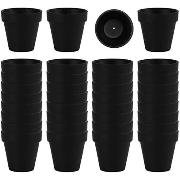 36 PCS Small Mini Black Clay Pots with Drainage Holes, 2.5inch Terra Cotta Pot Clay Ceramic Pottery Planter, Succulent Nursery Pot/Cactus Plant Pot, for Indoor/Outdoor Plants, Crafts, Wedding Favor