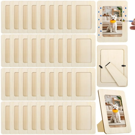36 PCS Unfinished Wooden Photo Frames, 5.5 x 7.5 in Wood Craft Frames Set, Paintable Picture Frames for DIY Projects, School Crafts, Home Decorations