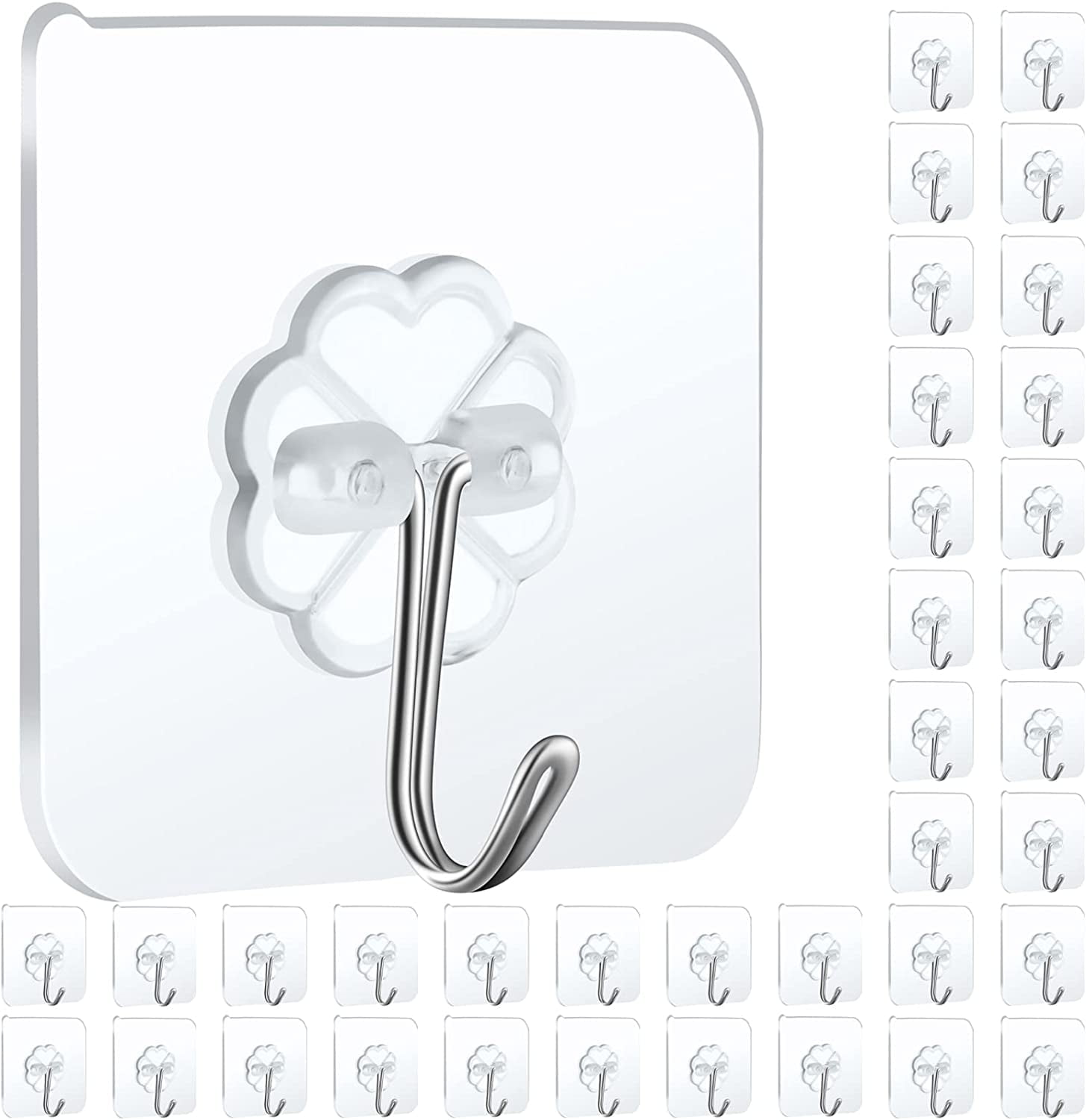 36 PCS Wall Hooks for Hanging Heavy Duty 22lbs Max Waterproof Removable Adhesive Hooks Wall Hangers without Nails Sticky Hooks for Hanging Adhesive Wall Hooks for Door Key Bathroom Kitchen Hooks Walma...