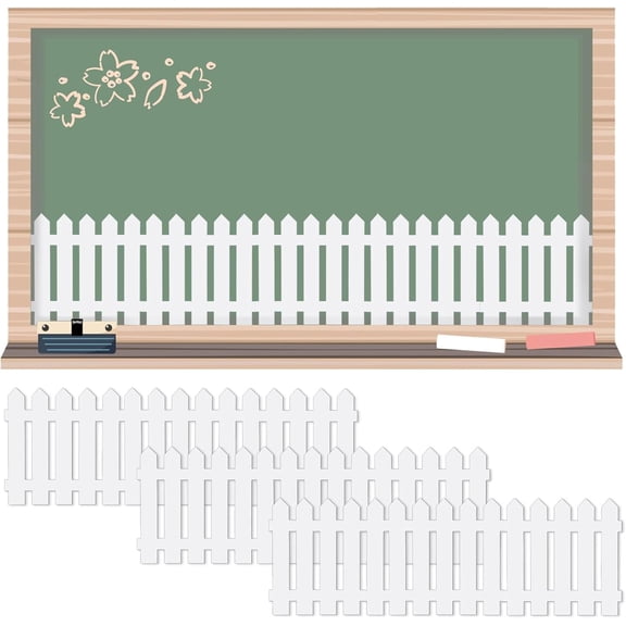 36 PCS White Picket Fence Cutouts Bulletin Board Trim Picket Fence Bulletin Board Border Classroom Decoration Cutouts for Summer Home Classroom Back to School Tea Parties Wall Dcor