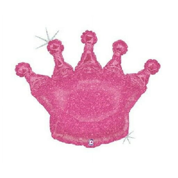 36" PINK Silver Glitter King Crown Foil Balloon Mylar Super Shape Crown Balloon