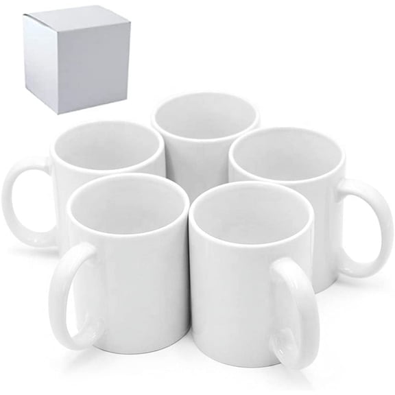 36 Pack 11 oz White Sublimation Ceramic Coffee Mugs with Individual Boxes Dishwasher and Microwave Safe