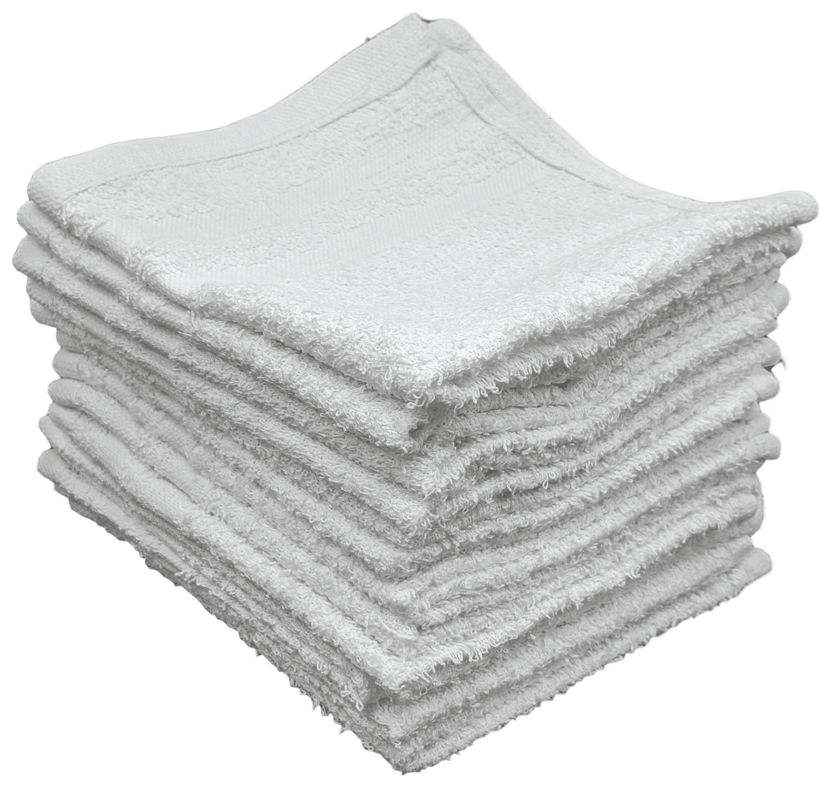 36 Pack - 12 x 12 White Cotton Ribbon Washcloths Rags - Lt Weight