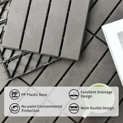 36-Pack 12"x12" Brown Patio Interlocking Deck Tiles - Four Slat Composite Outdoor Flooring for Balcony, Porch & Backyard