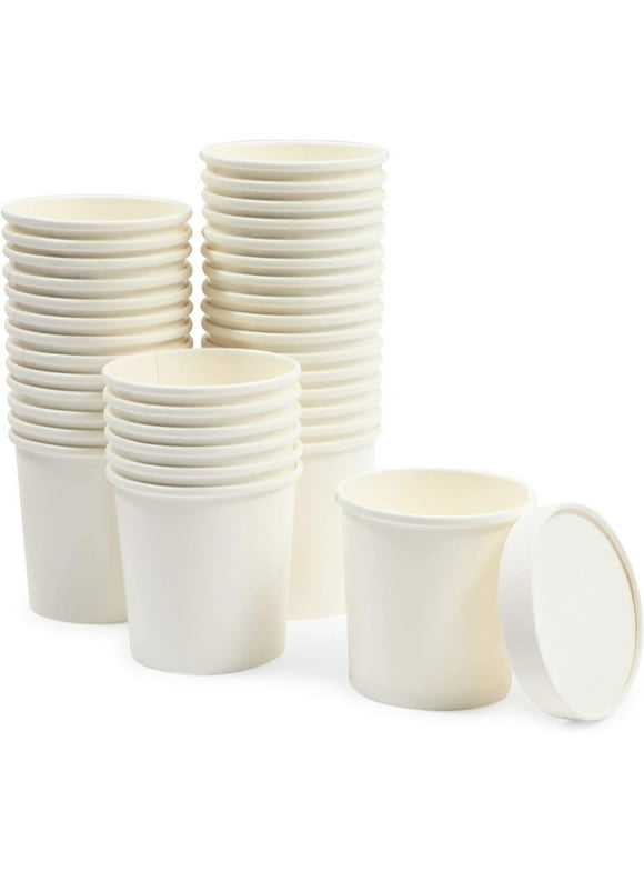 36 Pack 16 oz Disposable Soup Containers with Lids, Take Out Cups for Hot or Cold Food to Go, Ice Cream Storage, White