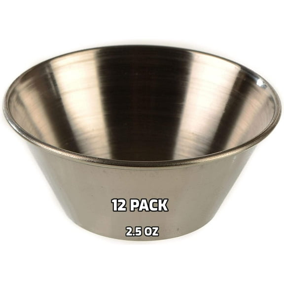 [36 Pack] 2.5 oz Stainless Steel Sauce Cups - Round Condiment Containers, Food Safe/Commercial Grade Safe/Portion Dipping Cups, Sauce Cups, Ramekins by EcoQuality