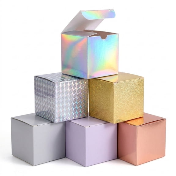 36 Pack 2 Inch Mini Paper Cube Boxes with Lids, Small Cardboard Favor Containers for Candy, Clay, Party Favors & Holiday Gifts