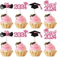36 Pack 2024 Graduation Cupcake Toppers Glitter Class of 2024