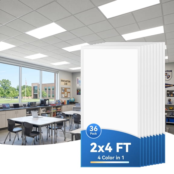 36-Pack 2x4 LED Flat Panel Light - Drop Ceiling, 40/50/60W Selectable, Up to 6600LM, 4CCT 3000K/4000K/5000K/6000K, 0-10V Dimmable, 100-277V, ETL Listed, 5-Year Service