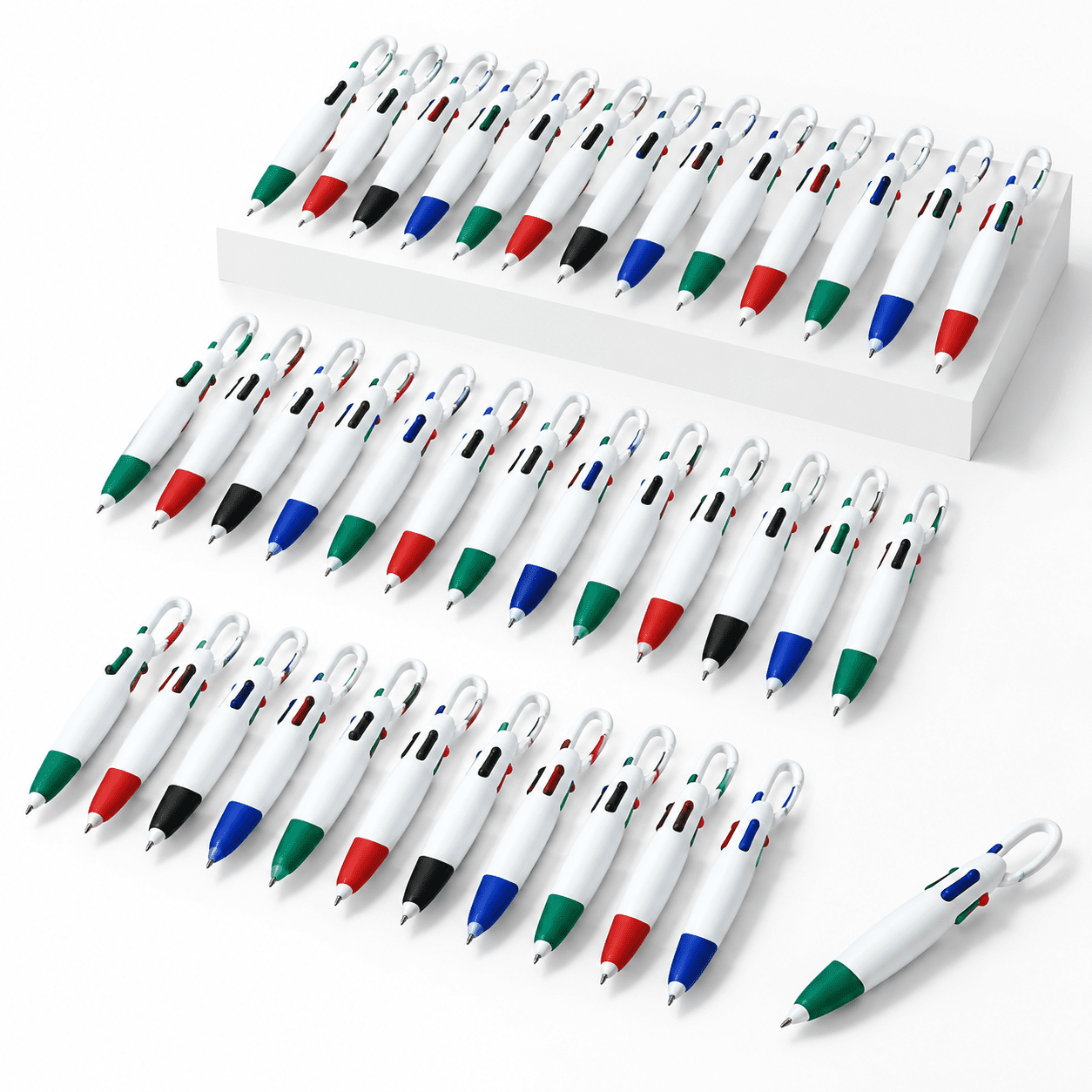 36-Pack 4-in-1 Retractable Multicolor Ballpoint Pens with Carabiner ...