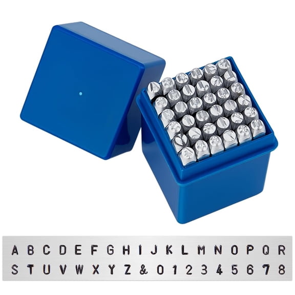 36 Pack (4mm 4/25") Letter and Number Matte Design Metal Stamp Punches with Tool Case for Jewelry Leather Wood Stamping for DIY
