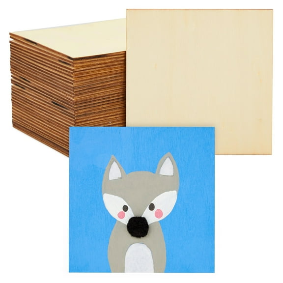 Bright Creations A5 Wooden Project Bases - 36 Pack, 5 x 5 in, 0.1 in Thick Poplar Blanks - DIY Supply & Unfinished Wood Craft Squares for Painting, Staining & Wood Craft