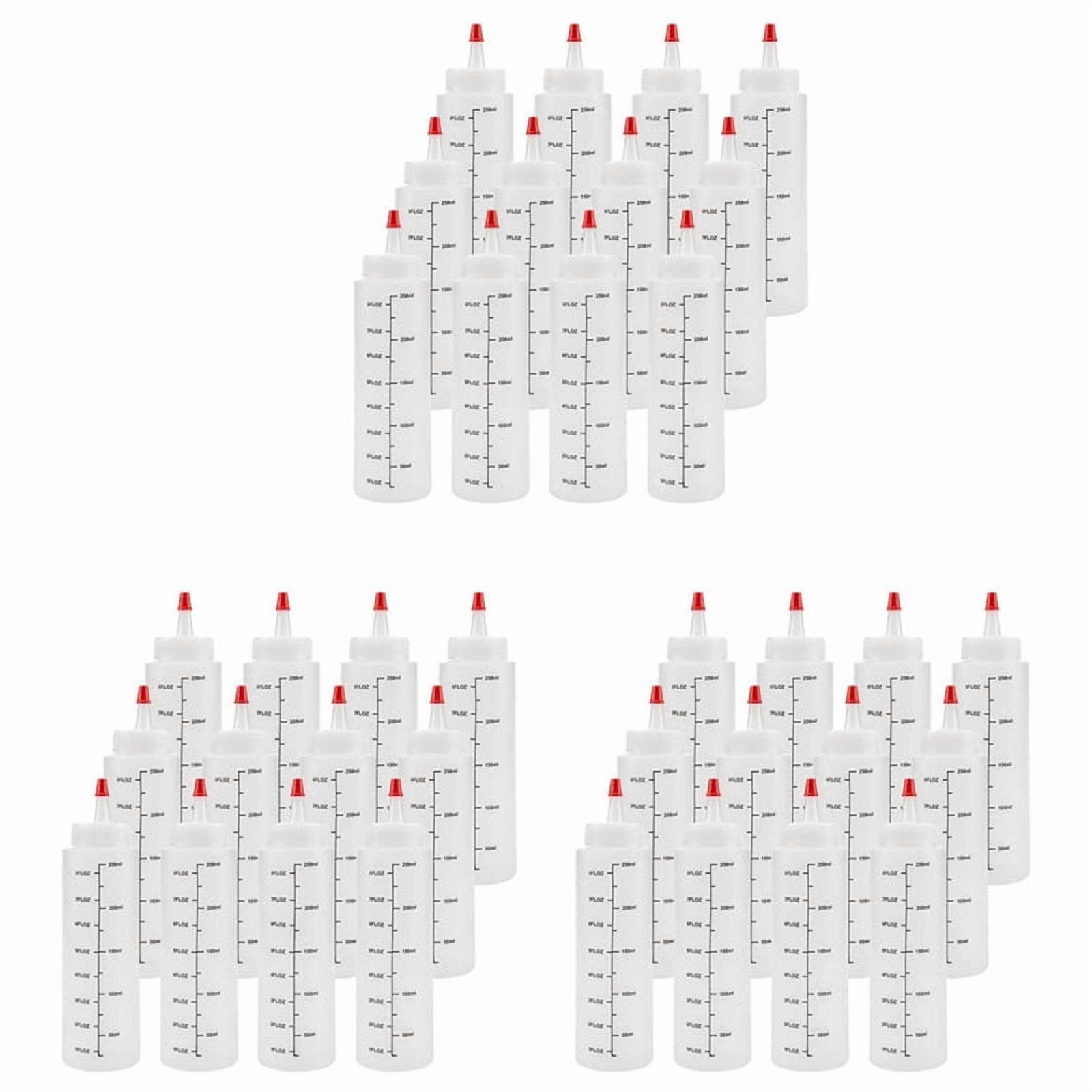 36-Pack 8 Oz Condiment Squeeze Bottles with Red Tip Cap -  Plastic Squirt Bottle for Ketchup, Sauces, Syrup