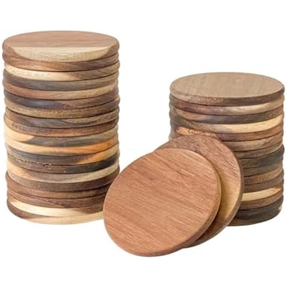 36 Pack Acacia Wood Drink Coasters, 3.68 Inch Round Wooden Acacia Wood Cup Coasters$$Home Decor, Kitchen, & Other