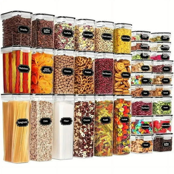 36 Pack Airtight Food Storage Containers Set with Labels & Marker- Leak-Proof, BPA-Free, Flip-Top Lids, Perfect For Kitchen Pantry Organization, Storage for Flour, Sugar, Cereal