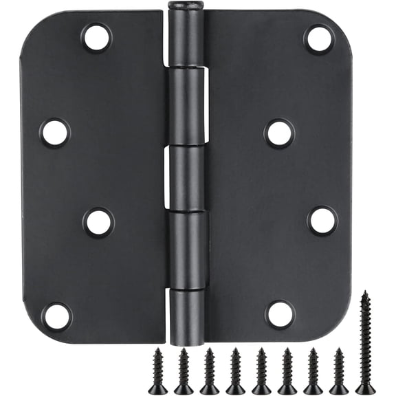 36 Pack Black Door Hinges 4 Inch x4 Rounded Heavy Duty Exterior Door Hinges Black Matte Black Hinges for Interior Doors,Front/Entry/Hinged/Steel/Barn-Style/Inside/Outside Door Hardware Hinge 8 Holes
