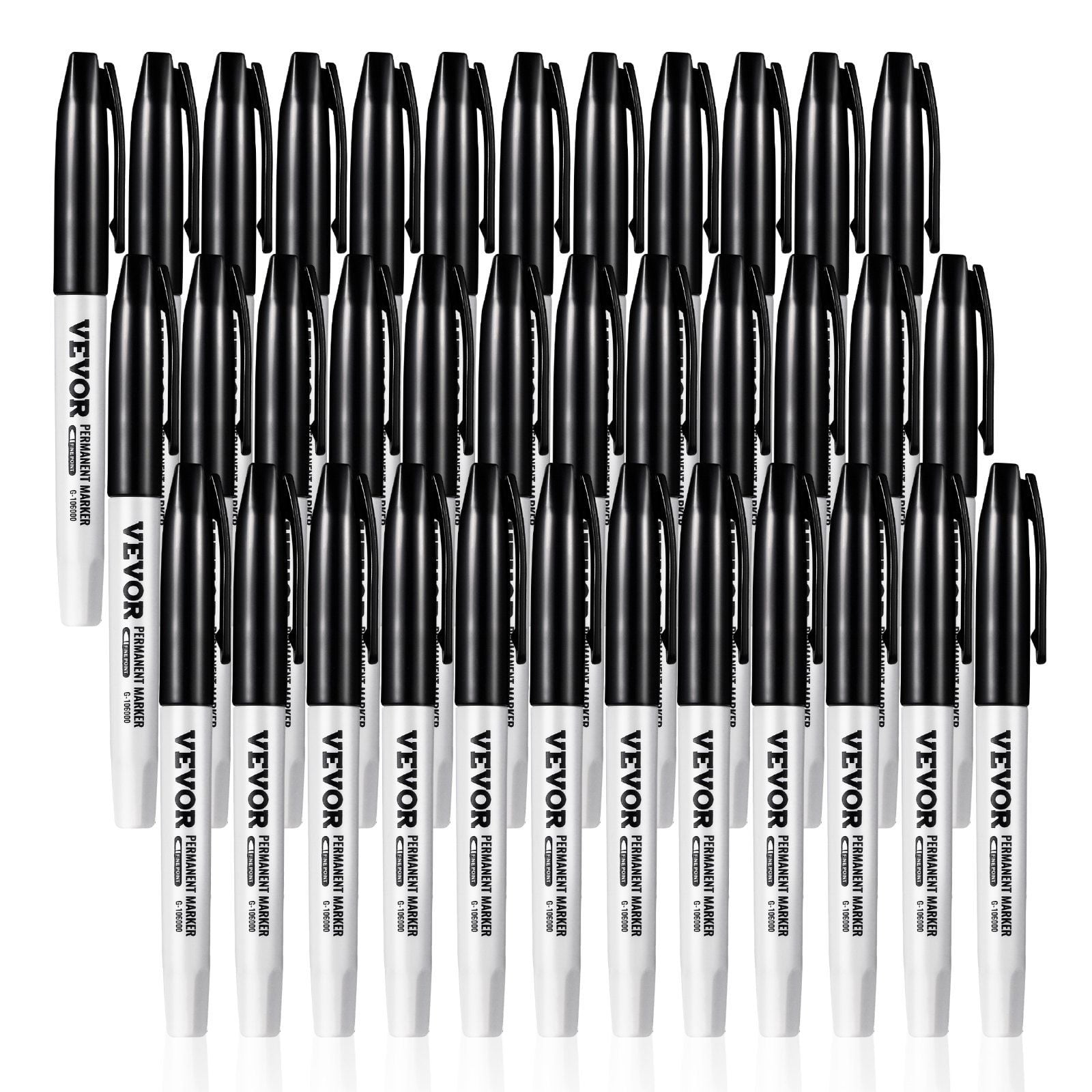 36 Pack Black Permanent Markers Quick Drying Fade Resistant Fine Point for Plastic Paper Metal